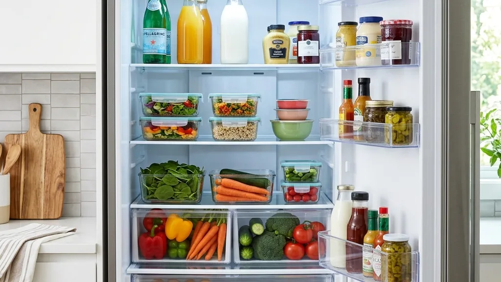 冷蔵庫の中に食材が整理されている様子