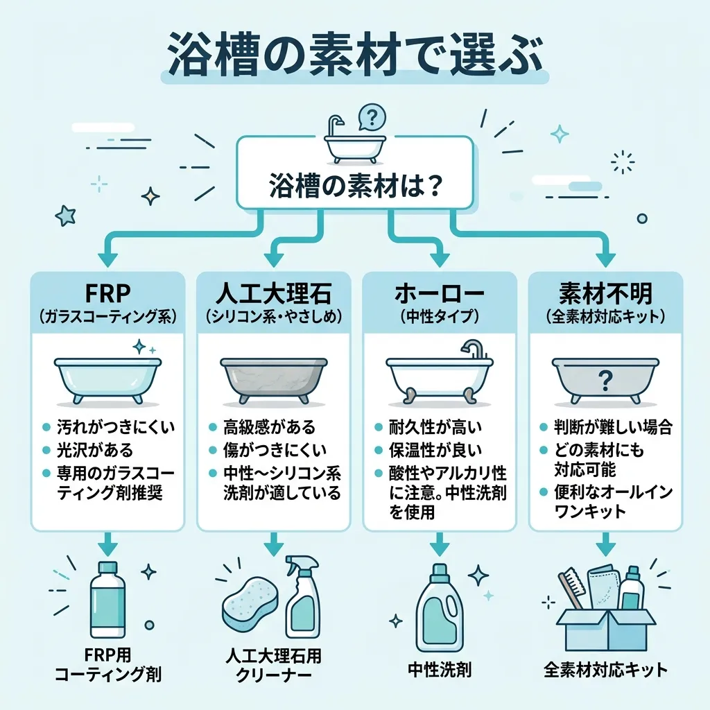 浴槽素材別コーティング選び方フロー図