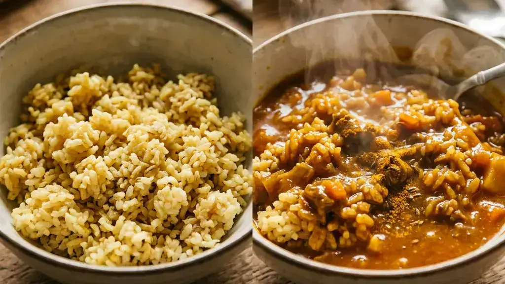 黄ばんだご飯にカレーの香りと色が加わって生まれ変わる