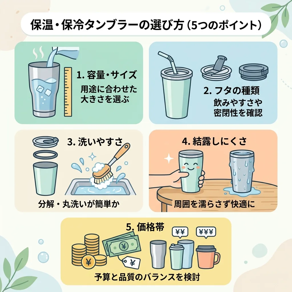 保冷タンブラーの選び方5つのチェックポイント